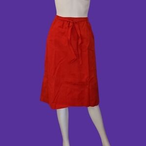 𝅺VTG 1970s ULTRA SUEDE Red Union Made Front Tie Longline Midi Skirt